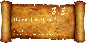 Blayer Euridiké névjegykártya